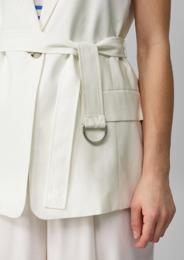 Long-Weste aus Viskosemix mit Stoffgürtel