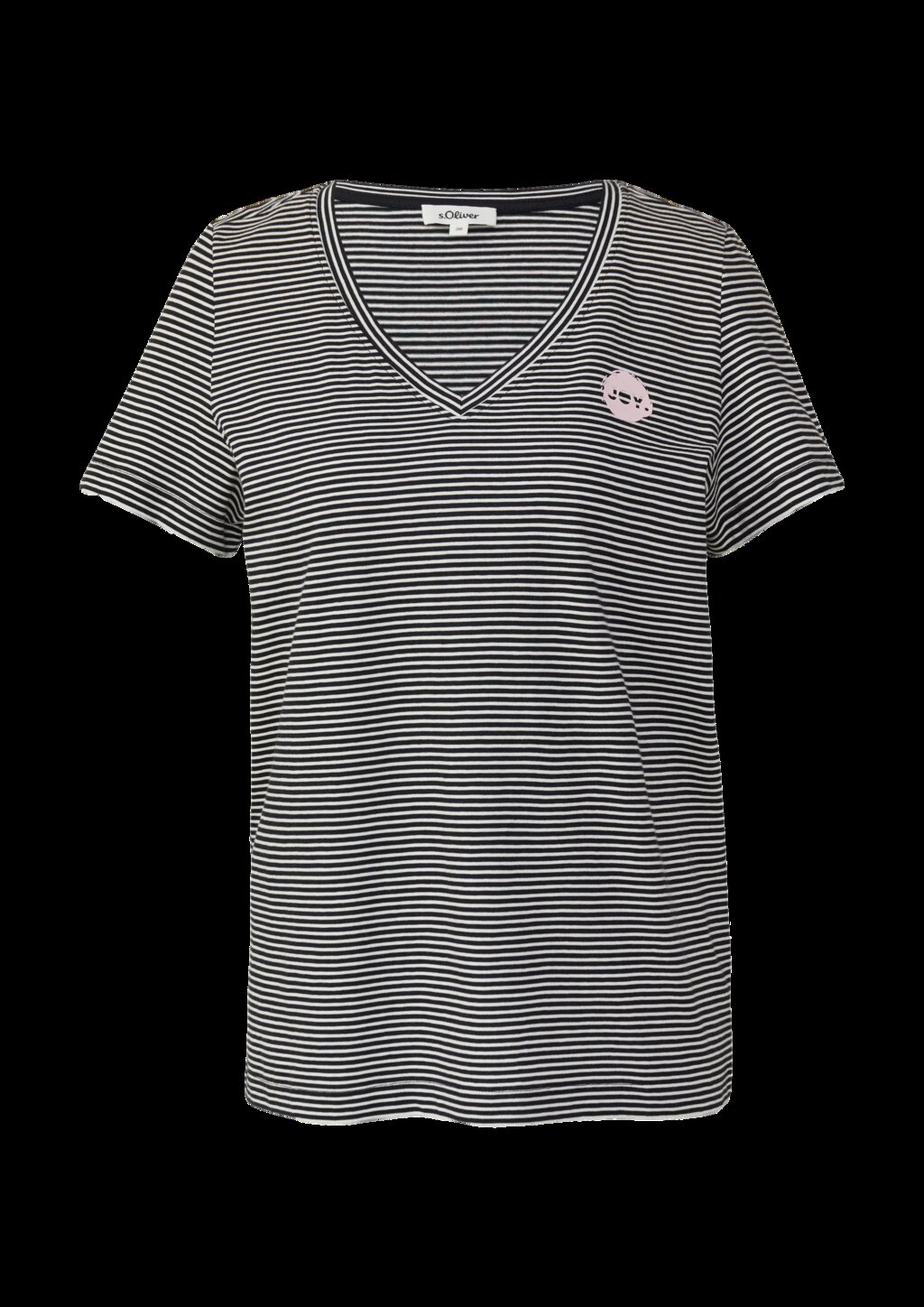 T-Shirt mit V-Ausschnitt und Print-Detail