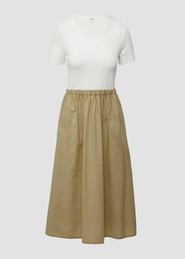 Midikleid im Fabricmix mit Eingrifftaschen