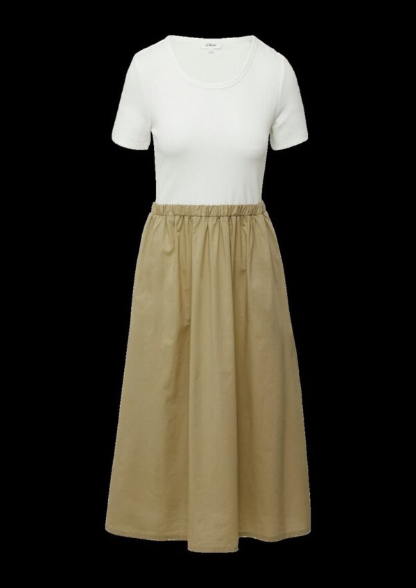 Midikleid im Fabricmix mit Eingrifftaschen