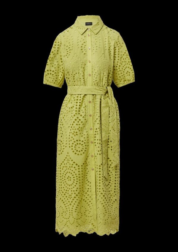 Hemdblusenkleid in Midilänge aus Lochstickerei