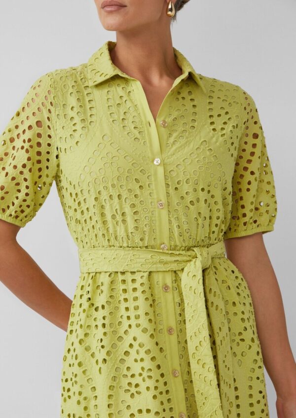 Hemdblusenkleid in Midilänge aus Lochstickerei