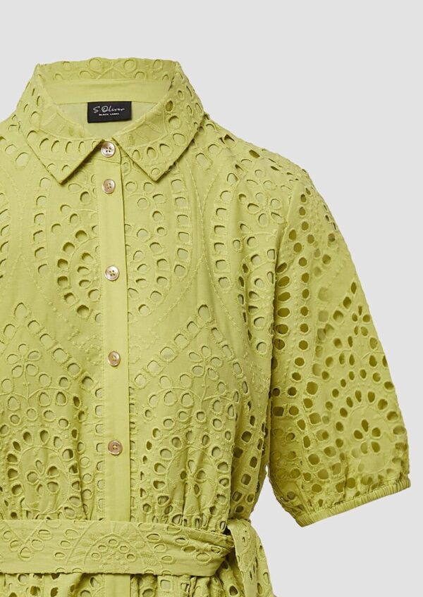 Hemdblusenkleid in Midilänge aus Lochstickerei