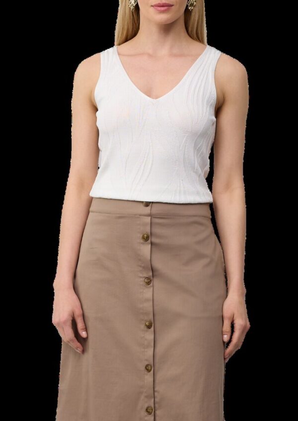 Slim-Fit-Top aus Feinstrick mit V-Ausschnitt