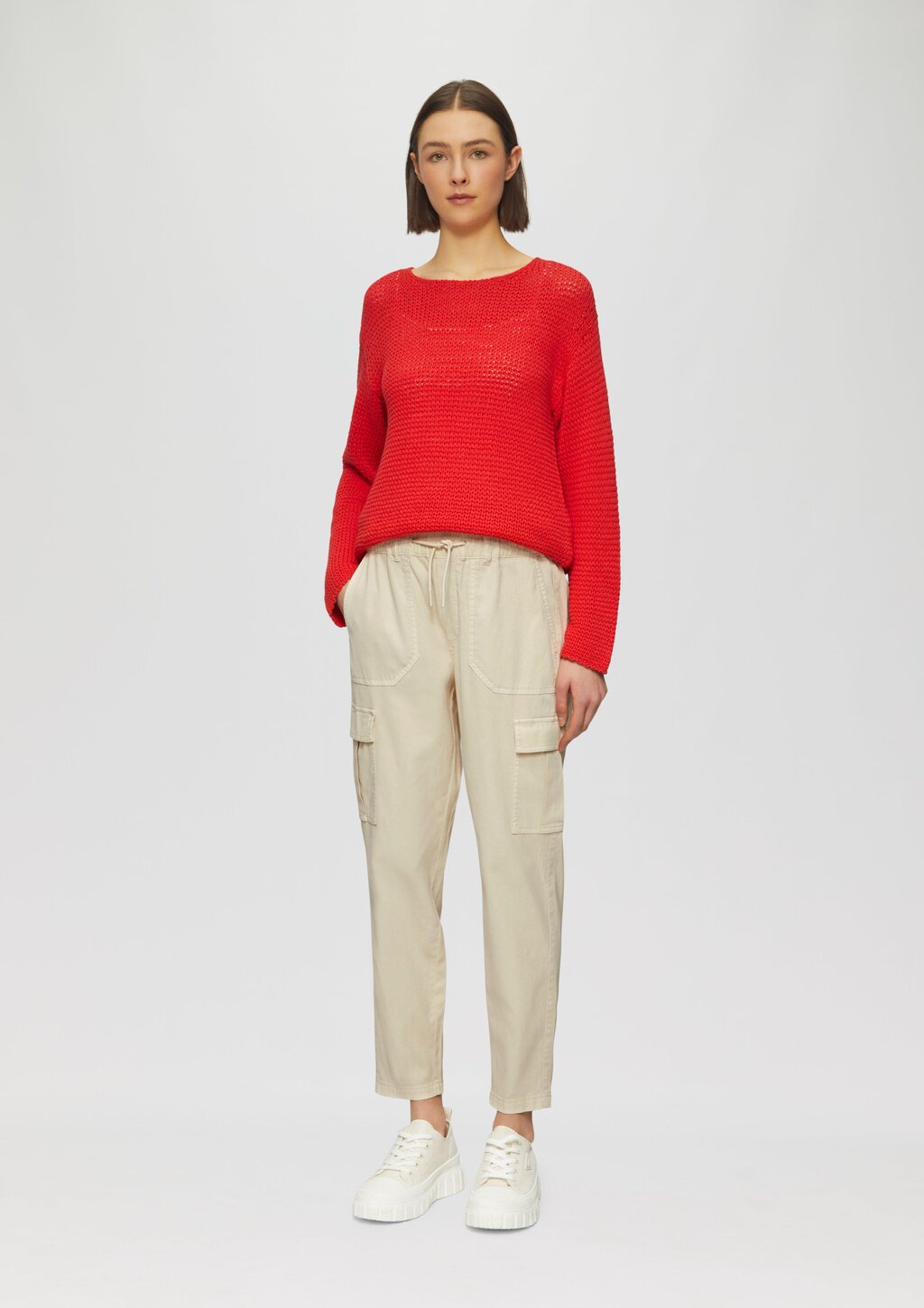 Strukturierte Jogpants mit Cargo-Taschen aus Viskosemix