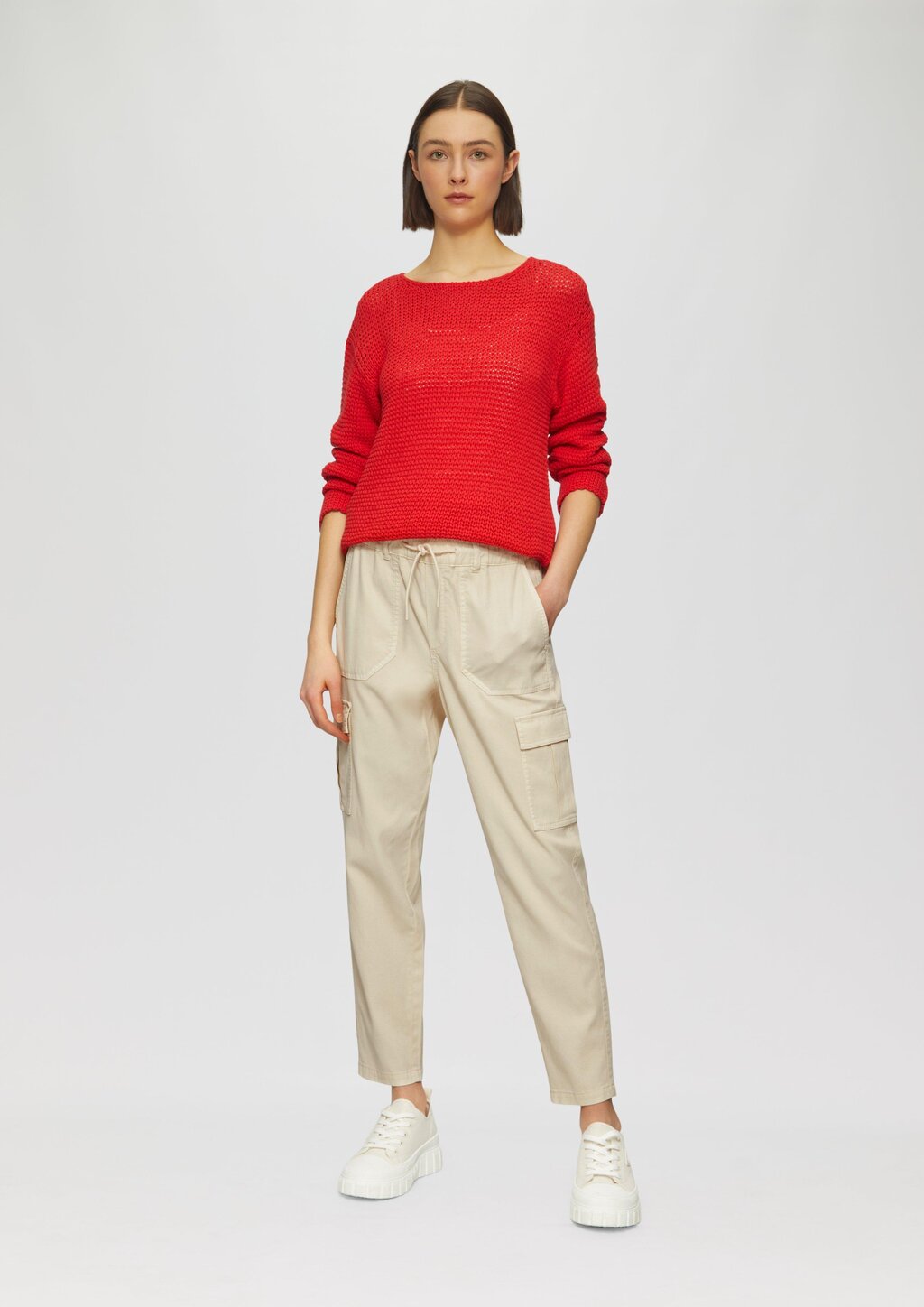 Strukturierte Jogpants mit Cargo-Taschen aus Viskosemix