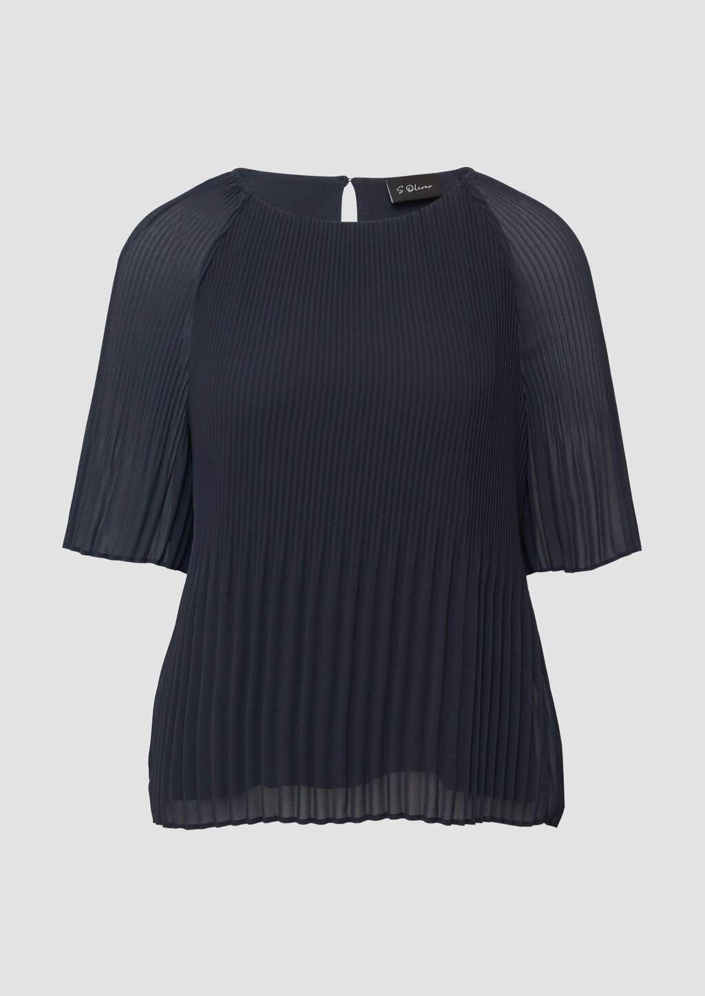 Plissierte Chiffonbluse mit kurzen Ragalanärmeln
