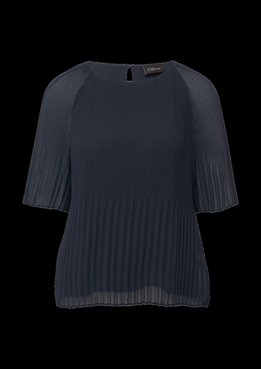 Plissierte Chiffonbluse mit kurzen Ragalanärmeln