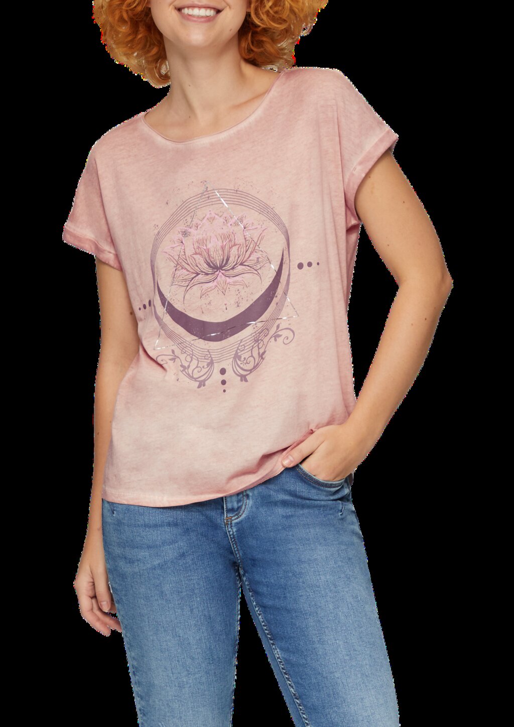 Gewaschenes T-Shirt mit Frontprint