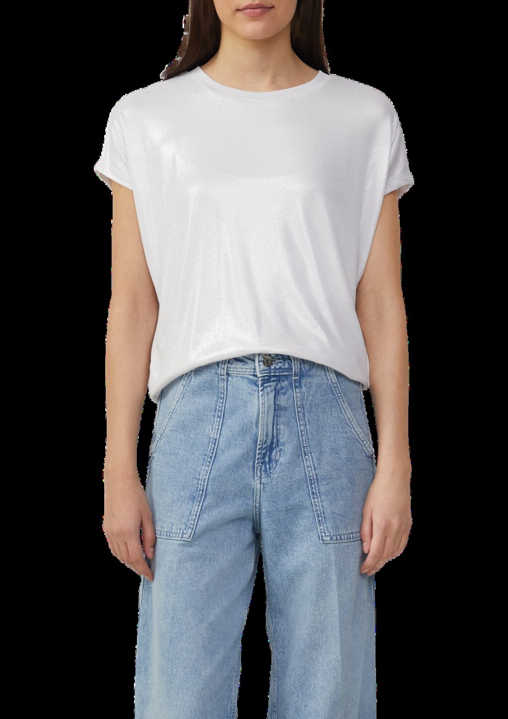 Schimmerndes T-Shirt mit Ripp-Struktur