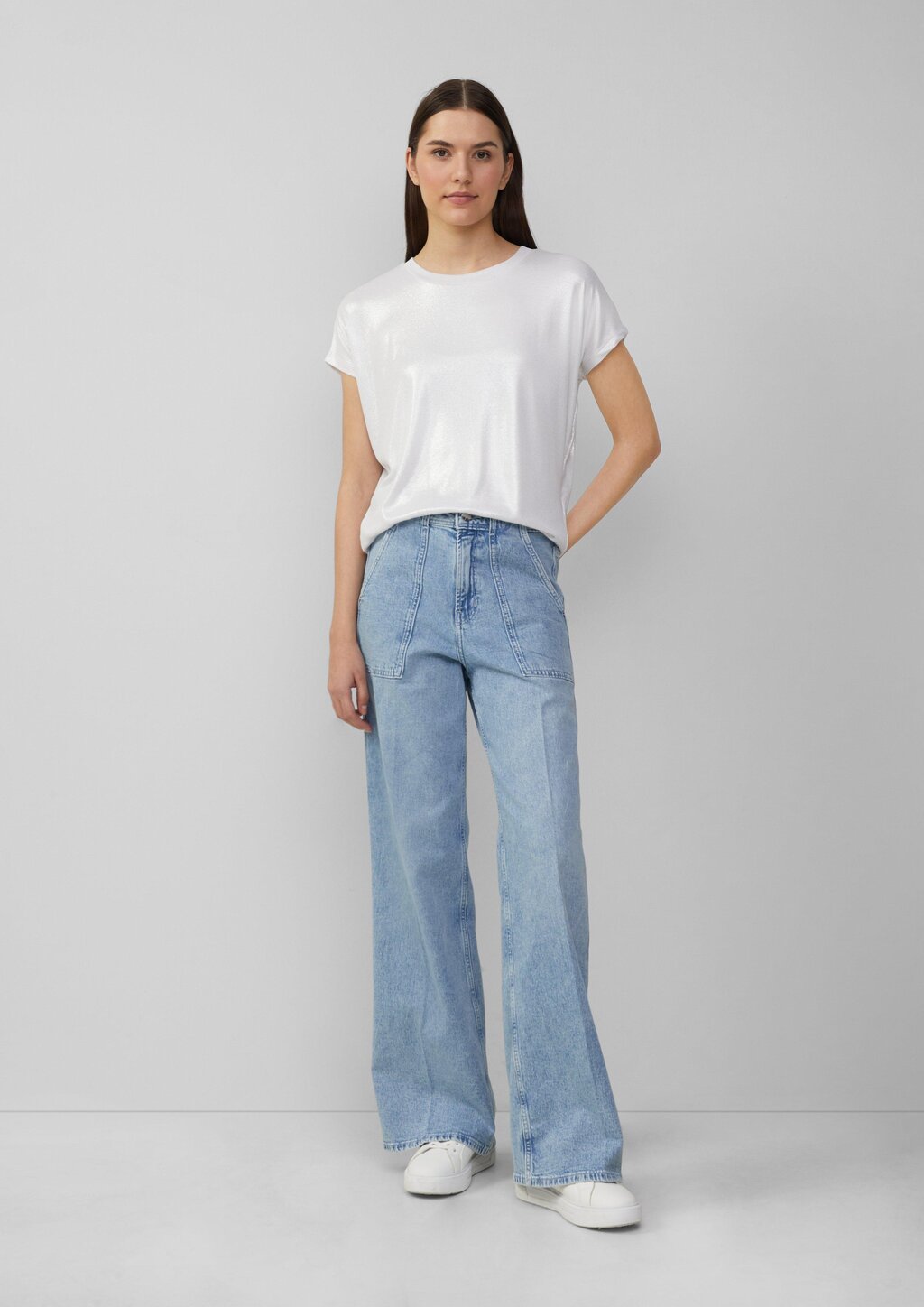 Schimmerndes T-Shirt mit Ripp-Struktur