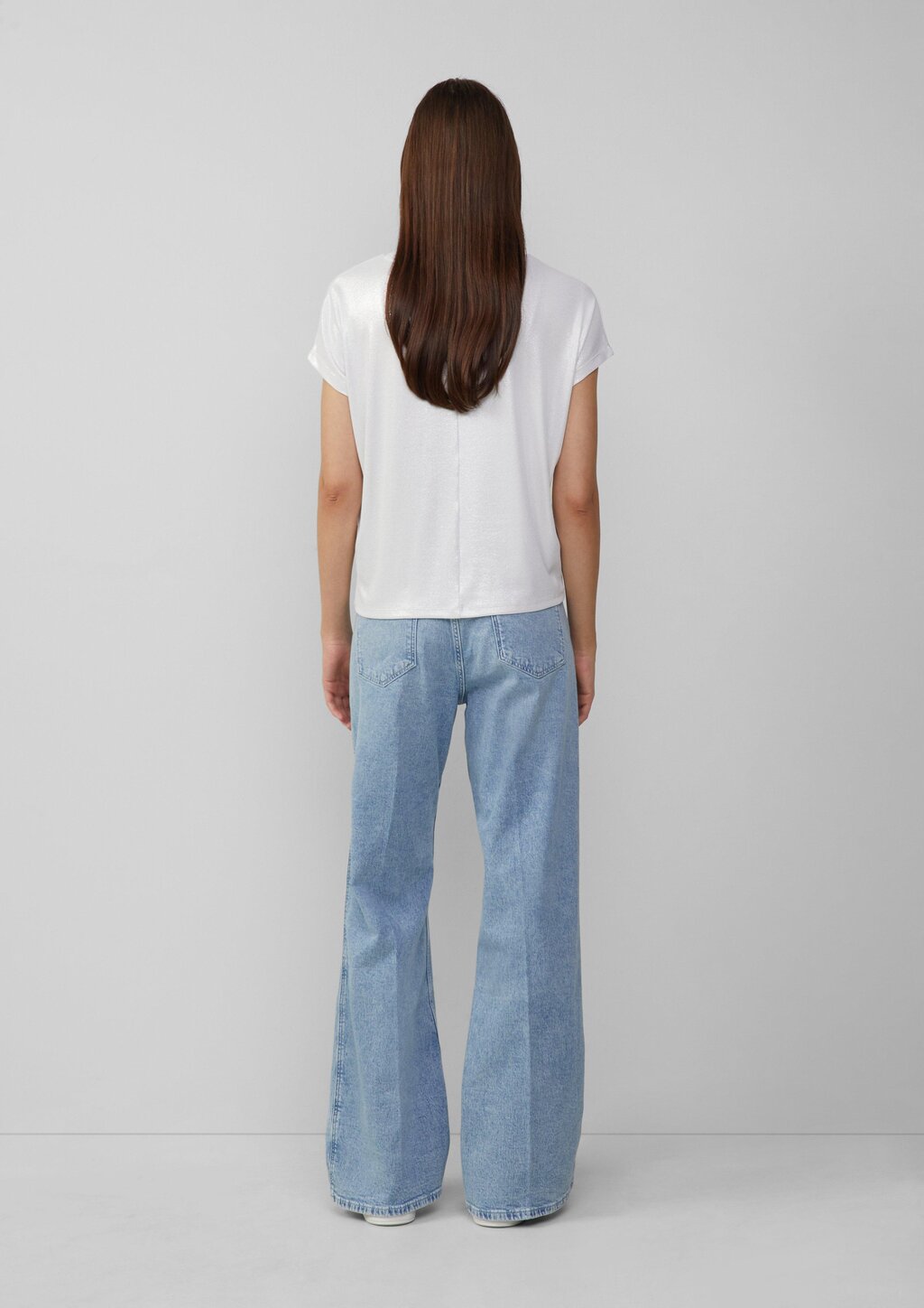 Schimmerndes T-Shirt mit Ripp-Struktur