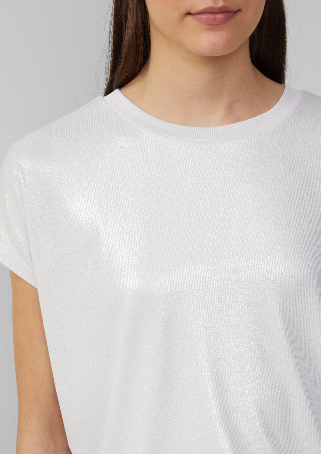Schimmerndes T-Shirt mit Ripp-Struktur