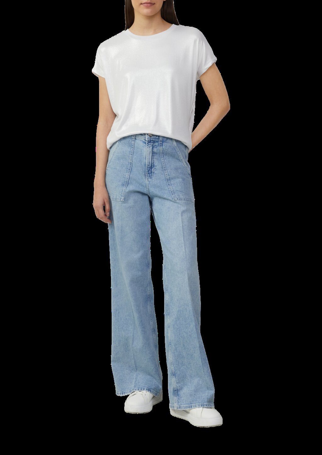 Schimmerndes T-Shirt mit Ripp-Struktur