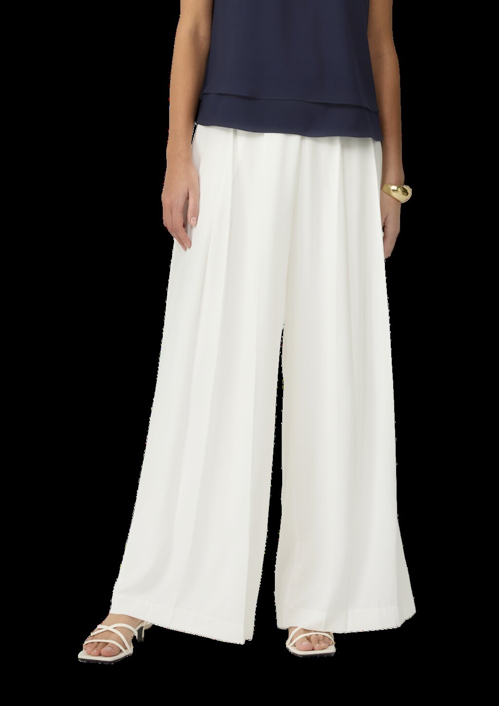 Wide-Leg-Hose aus Crêpe mit Falten