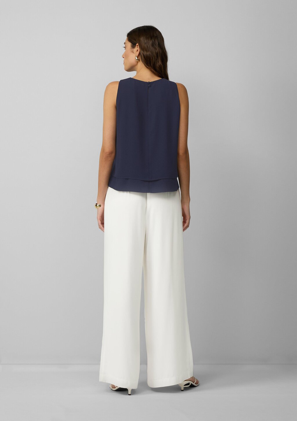 Wide-Leg-Hose aus Crêpe mit Falten