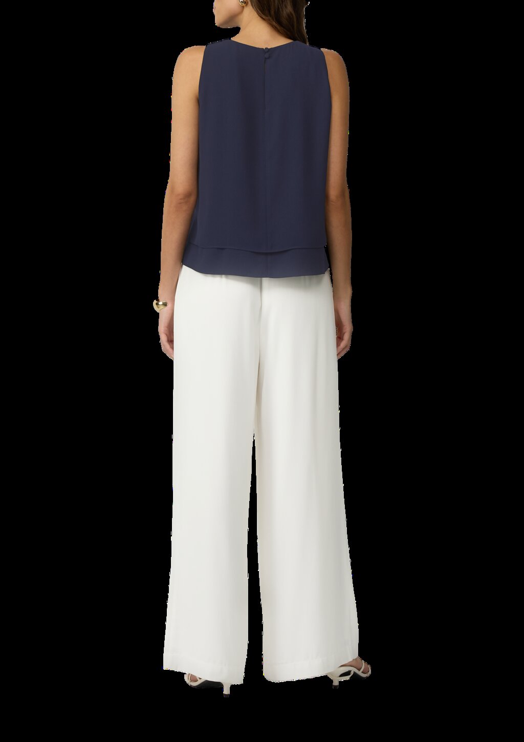 Wide-Leg-Hose aus Crêpe mit Falten