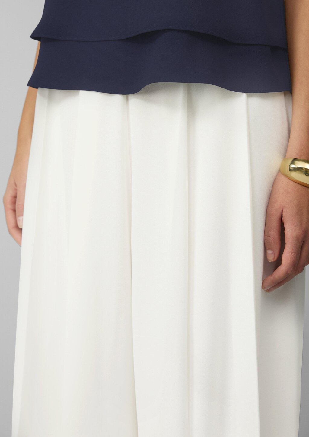 Wide-Leg-Hose aus Crêpe mit Falten