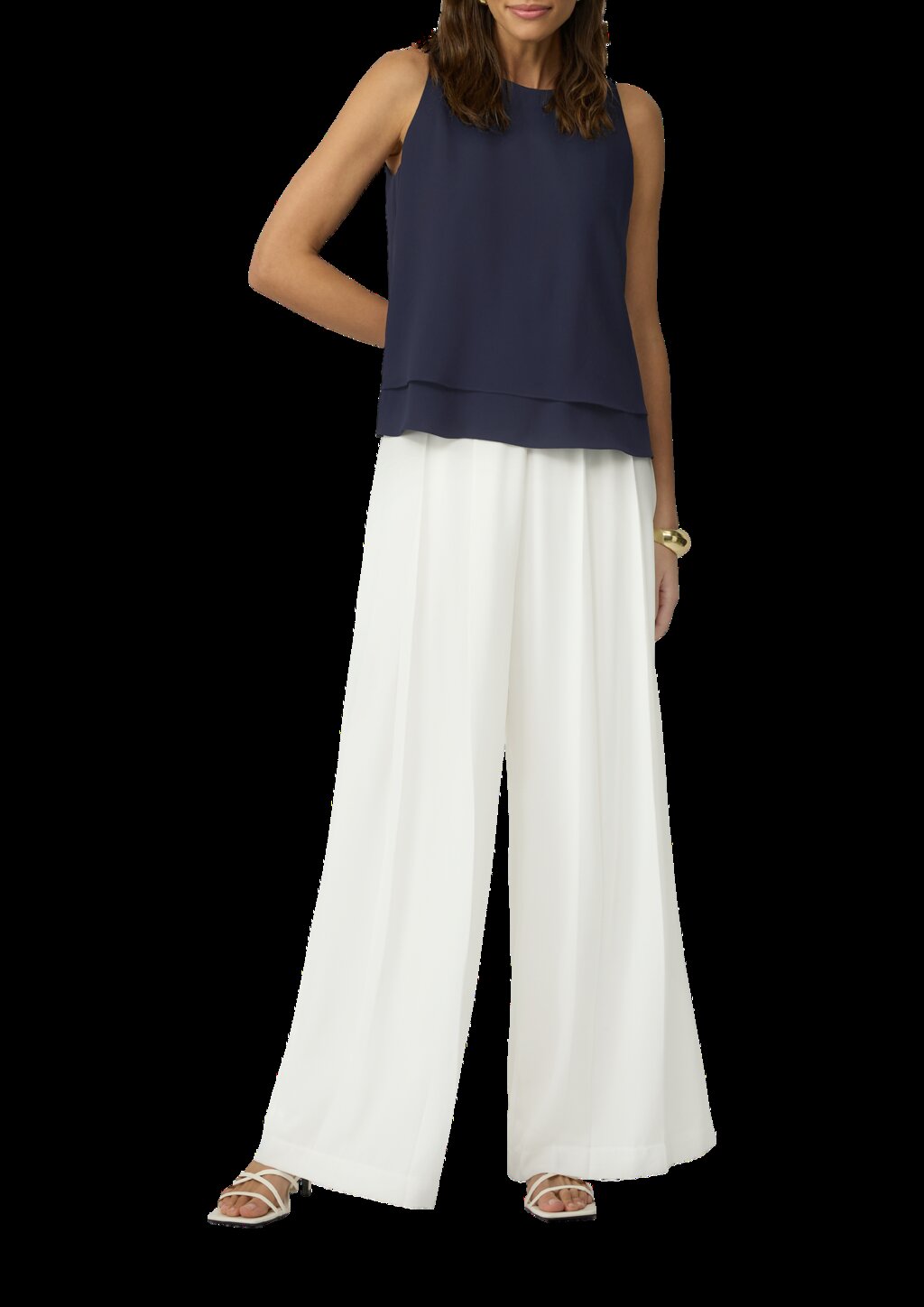 Wide-Leg-Hose aus Crêpe mit Falten