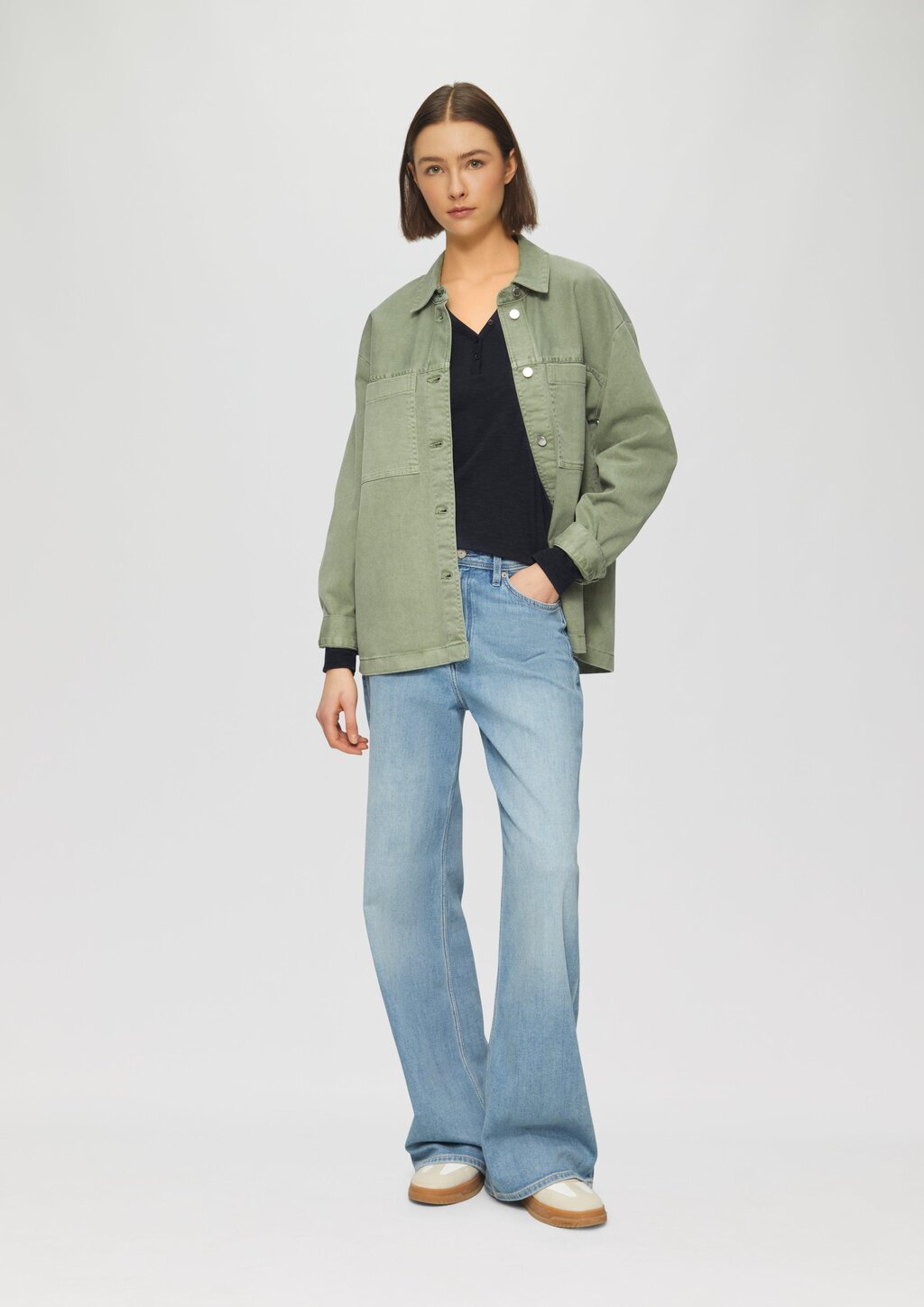 Langarmshirt mit Henley-Ausschnitt und Flammgarnstruktur