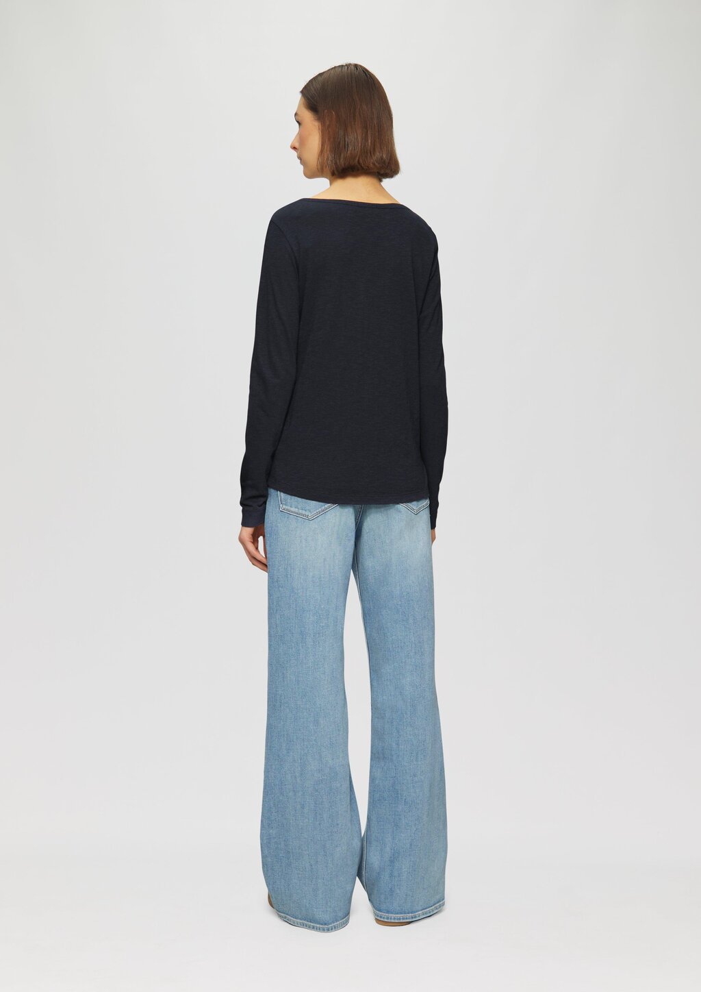 Langarmshirt mit Henley-Ausschnitt und Flammgarnstruktur