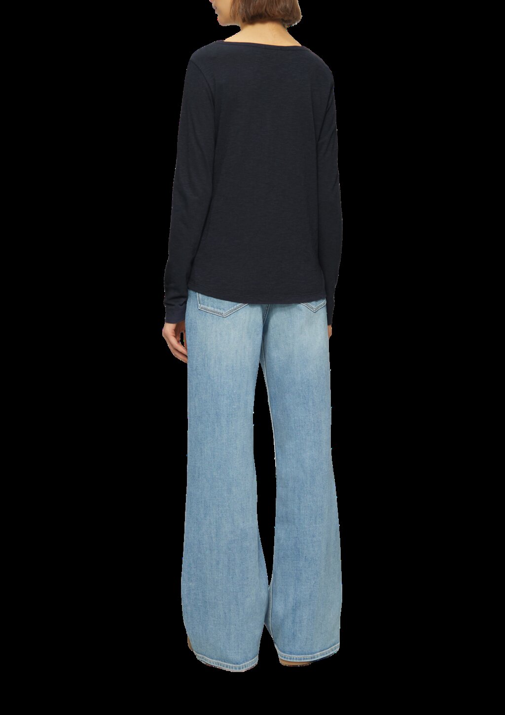 Langarmshirt mit Henley-Ausschnitt und Flammgarnstruktur