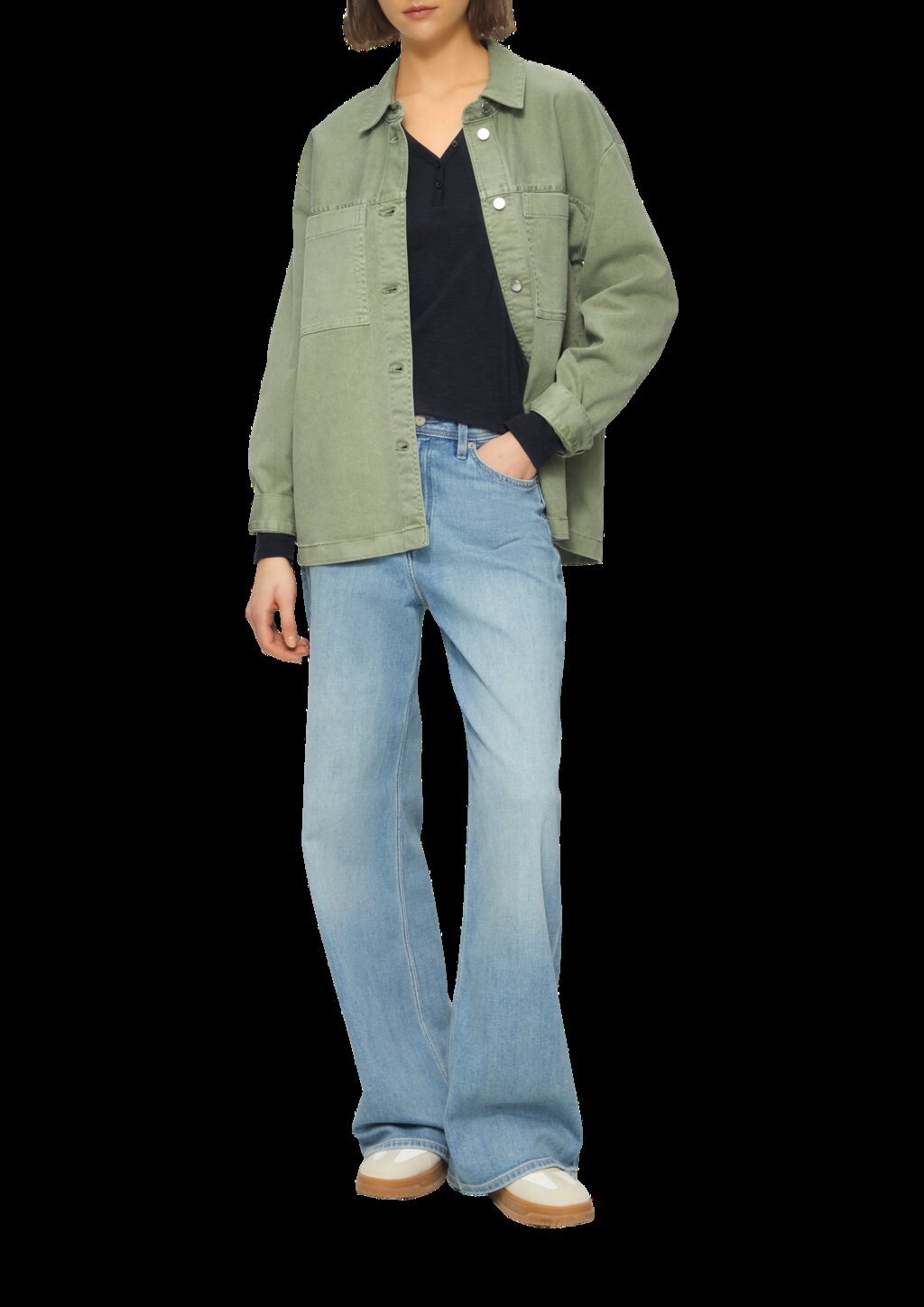 Langarmshirt mit Henley-Ausschnitt und Flammgarnstruktur