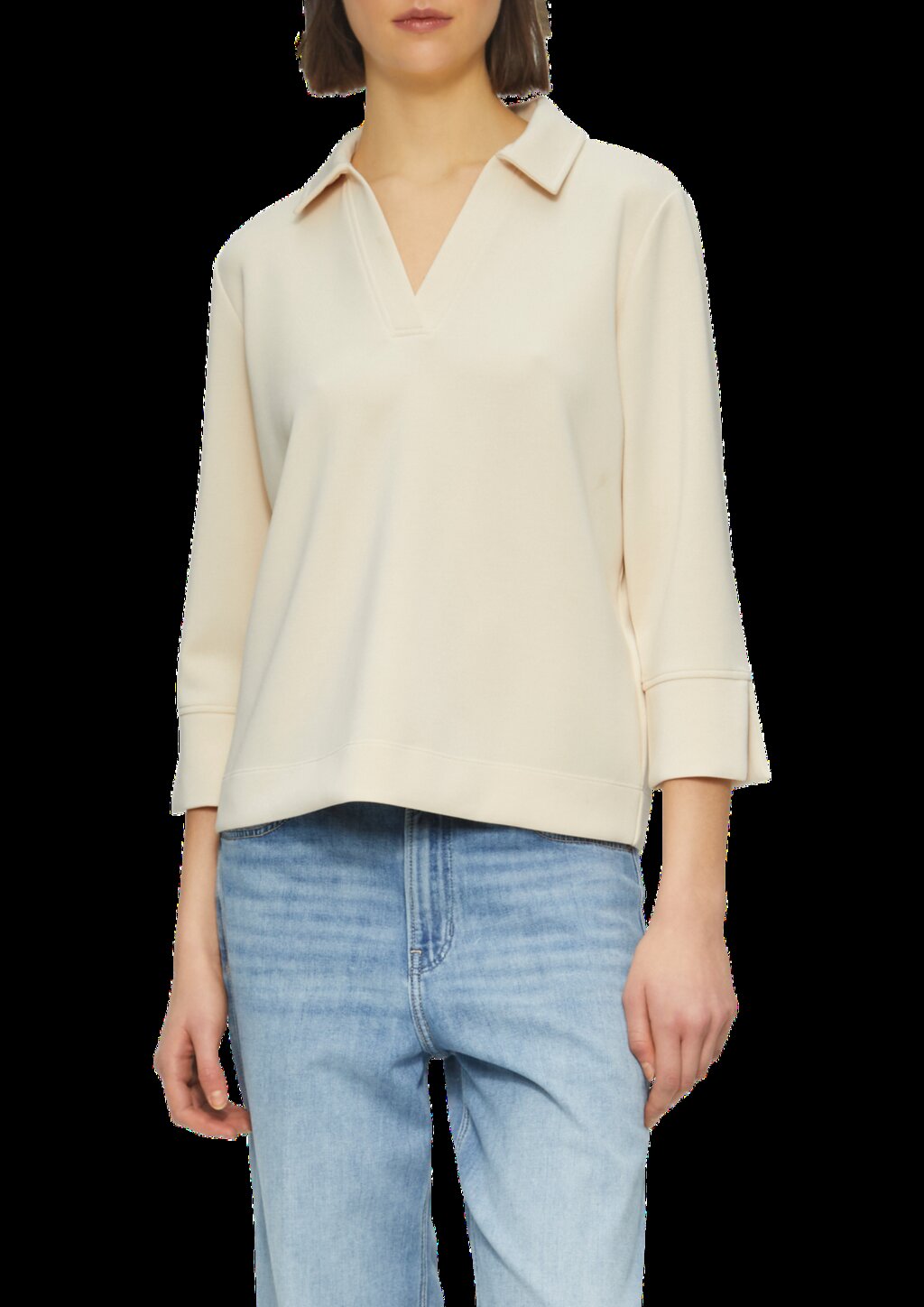 Sweatshirt aus Scuba mit Polokragen