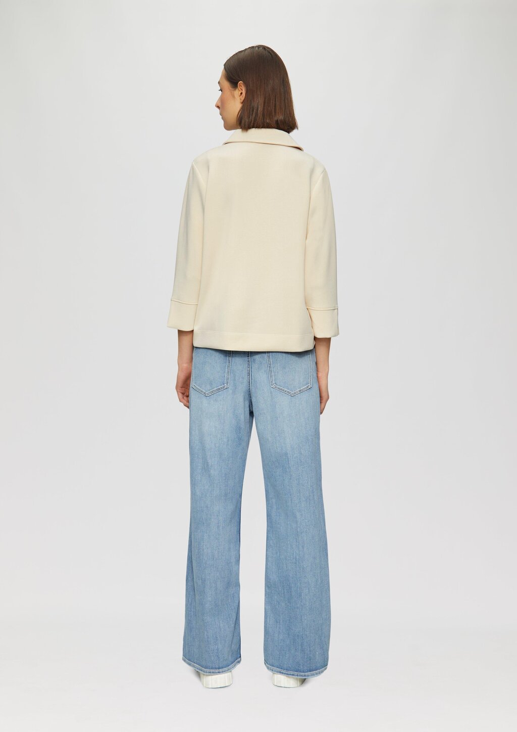 Sweatshirt aus Scuba mit Polokragen