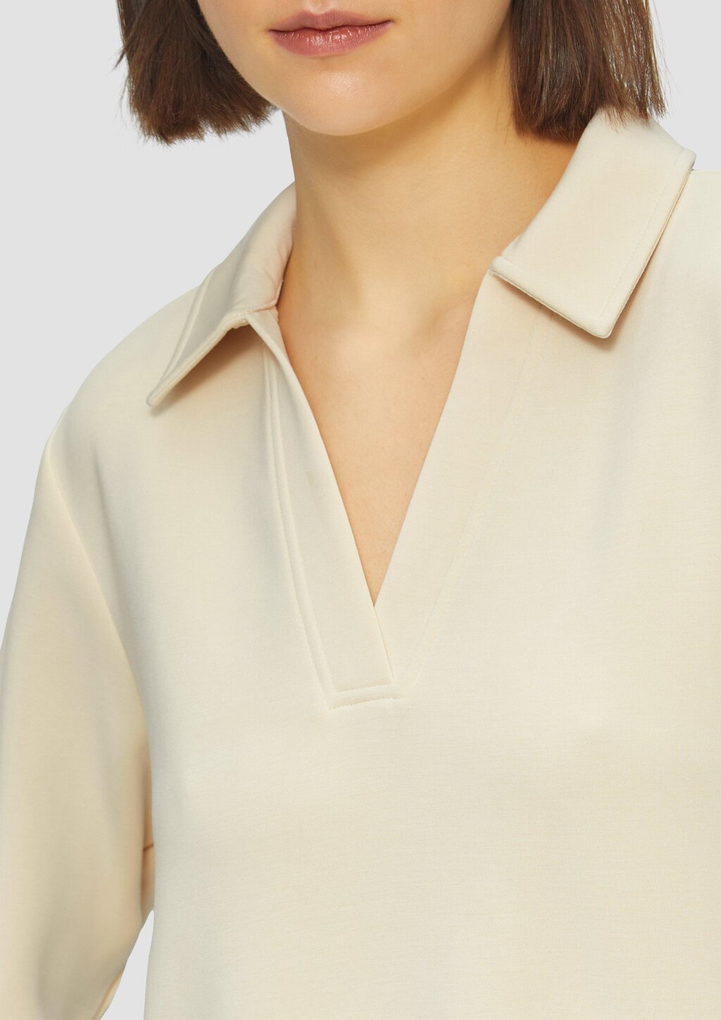 Sweatshirt aus Scuba mit Polokragen