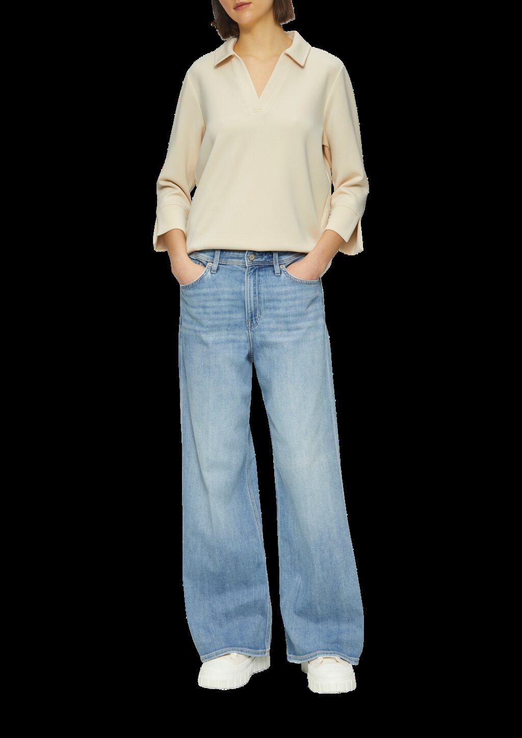 Sweatshirt aus Scuba mit Polokragen