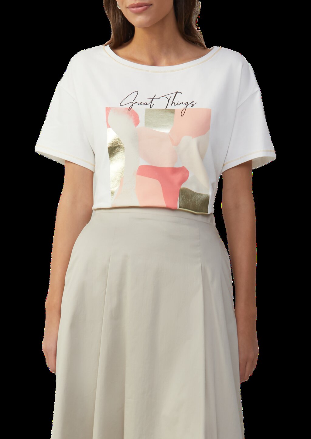 T-Shirt im Loose Fit mit Kontrastnähten und Frontprint