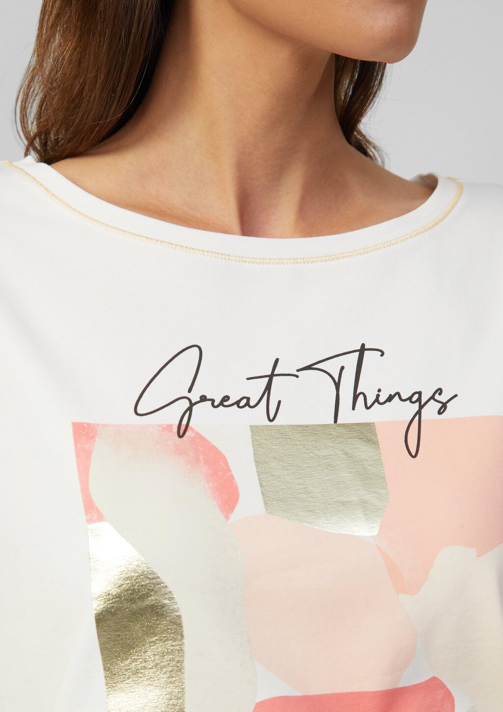 T-Shirt im Loose Fit mit Kontrastnähten und Frontprint