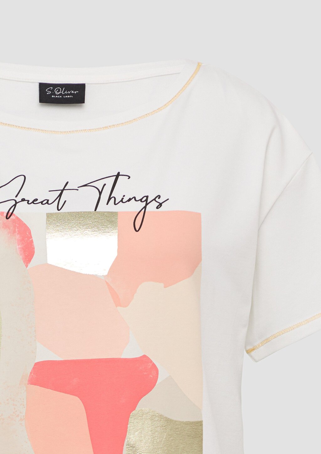 T-Shirt im Loose Fit mit Kontrastnähten und Frontprint