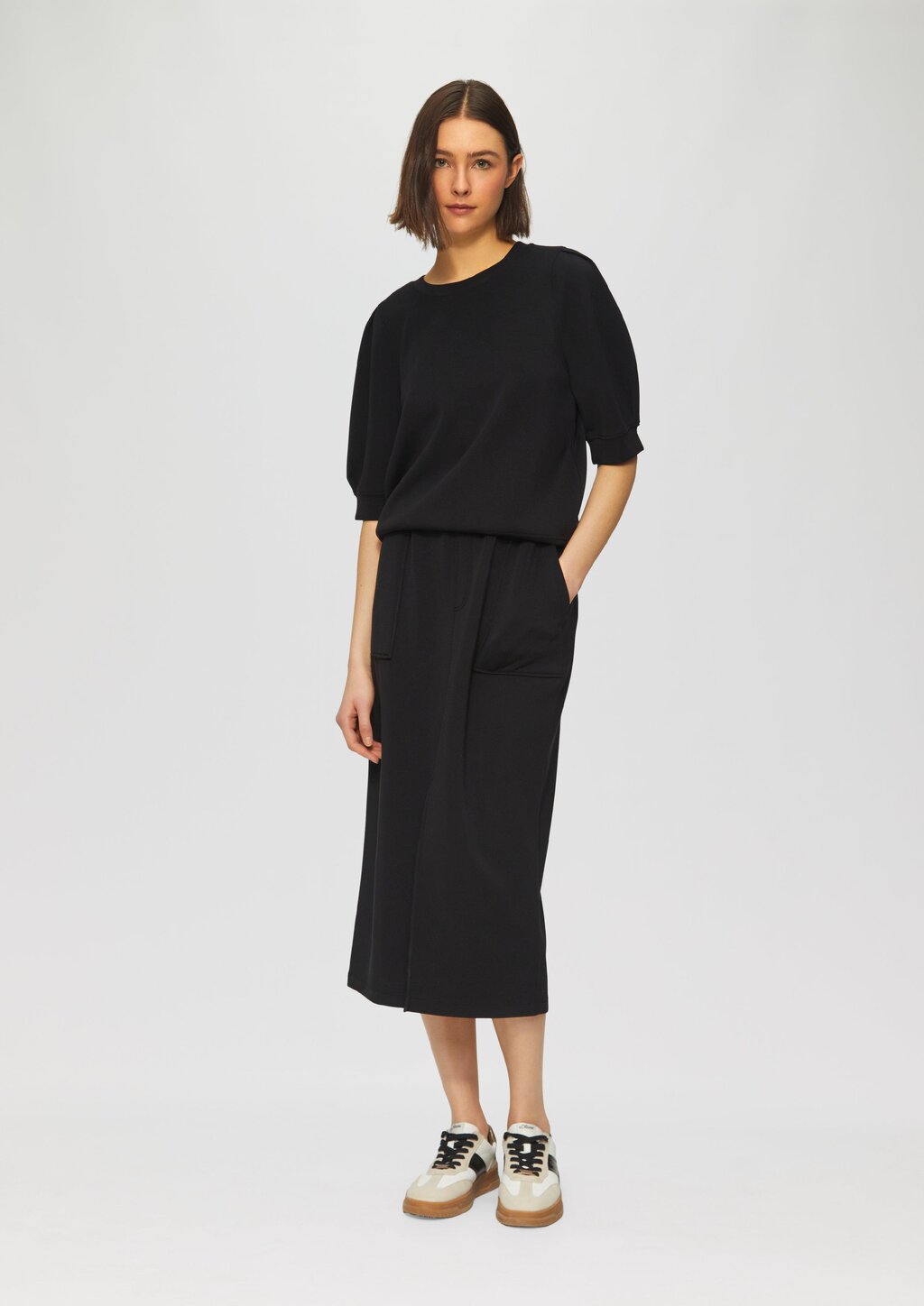 Scuba-Sweatshirt mit Faltendetails