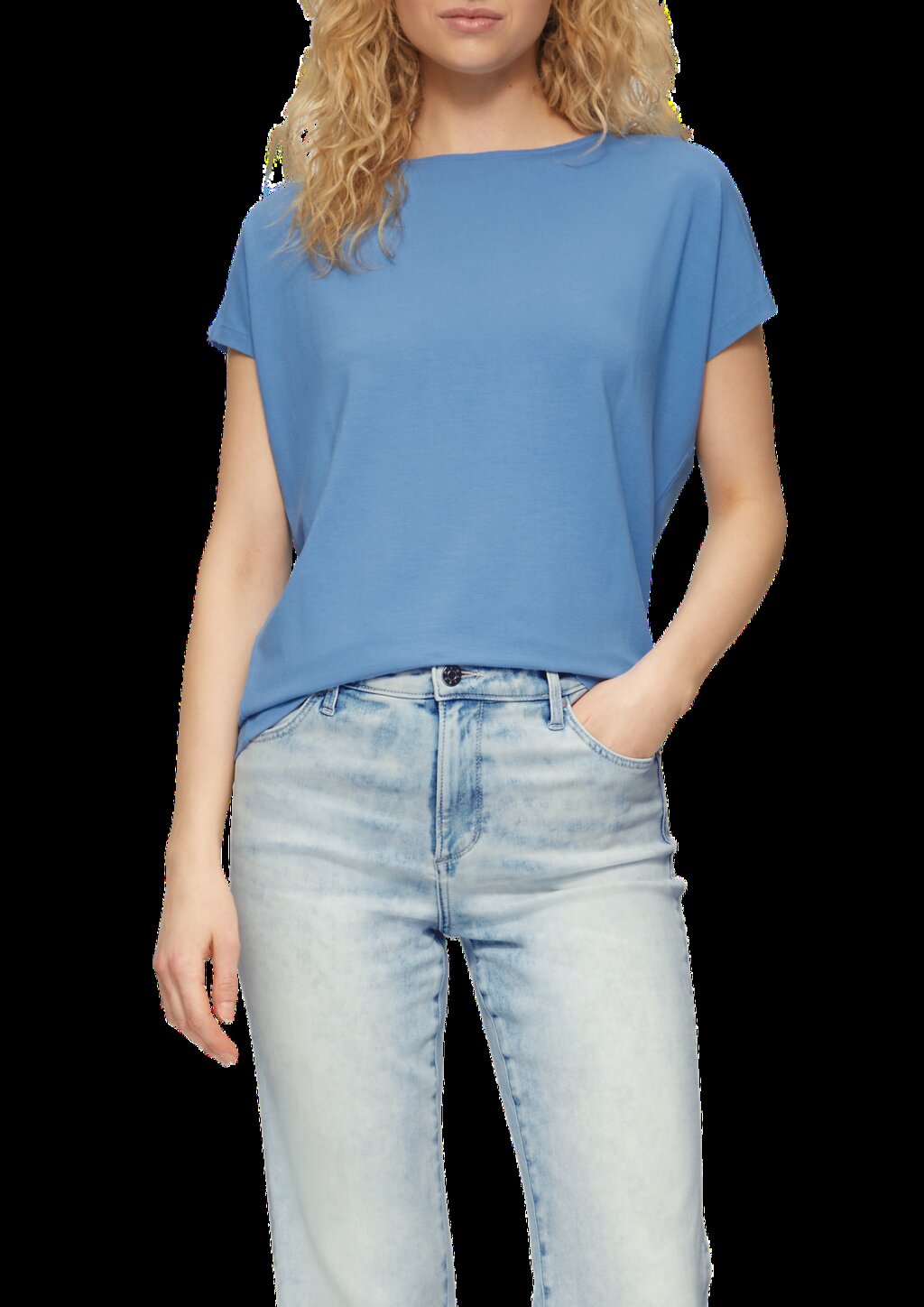 Fließendes Jersey-Shirt mit überschnittenen Schultern