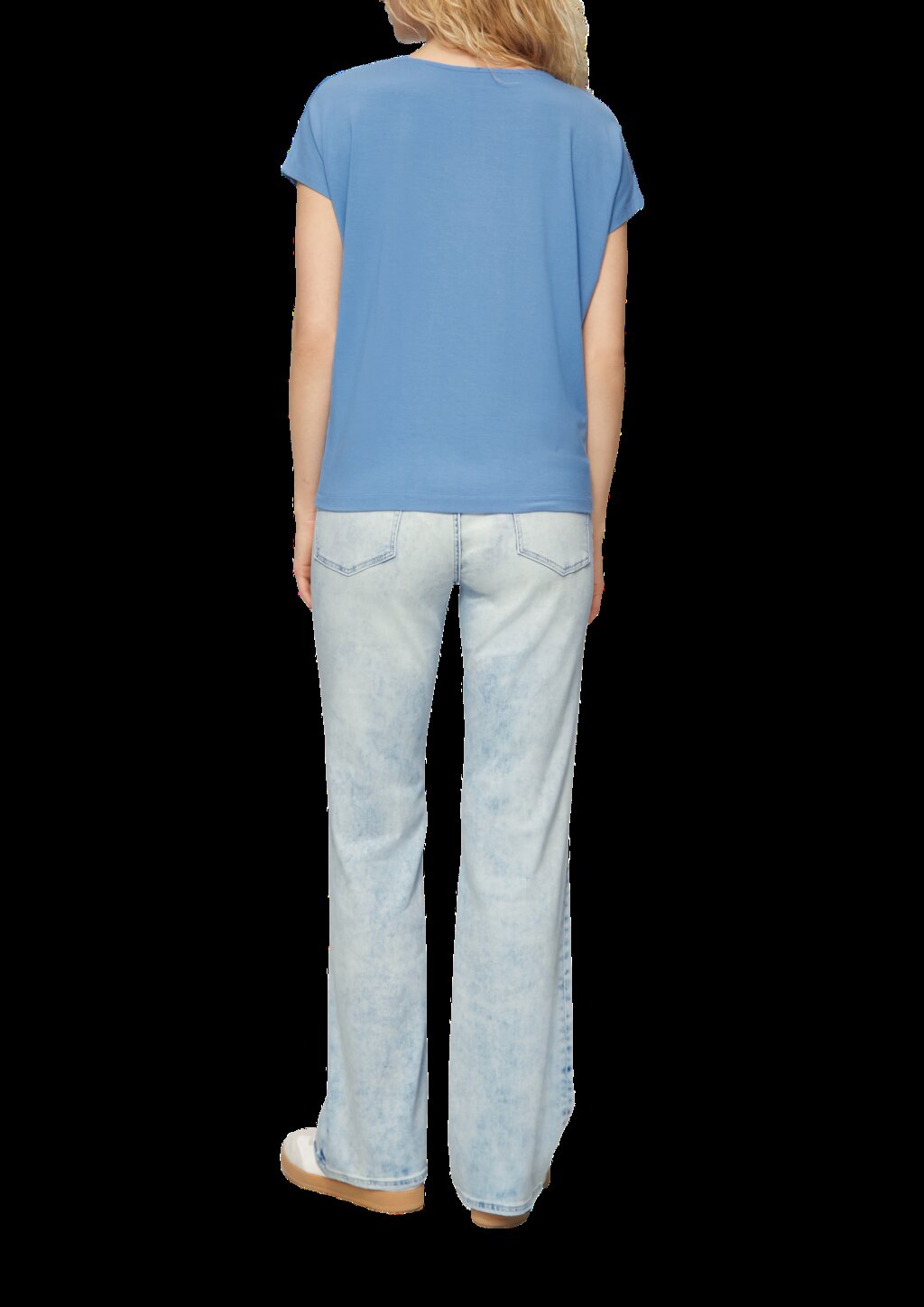 Fließendes Jersey-Shirt mit überschnittenen Schultern