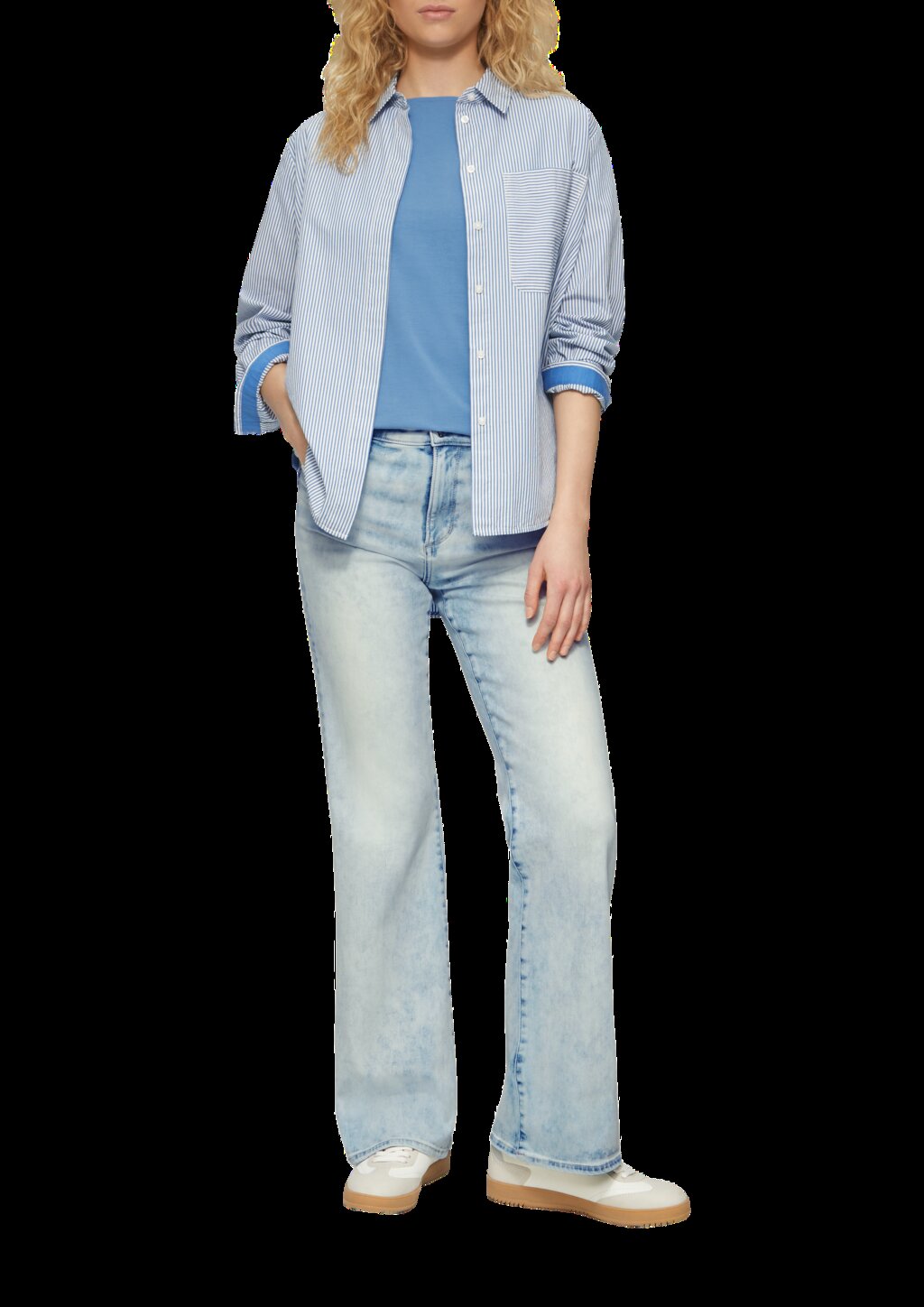 Fließendes Jersey-Shirt mit überschnittenen Schultern