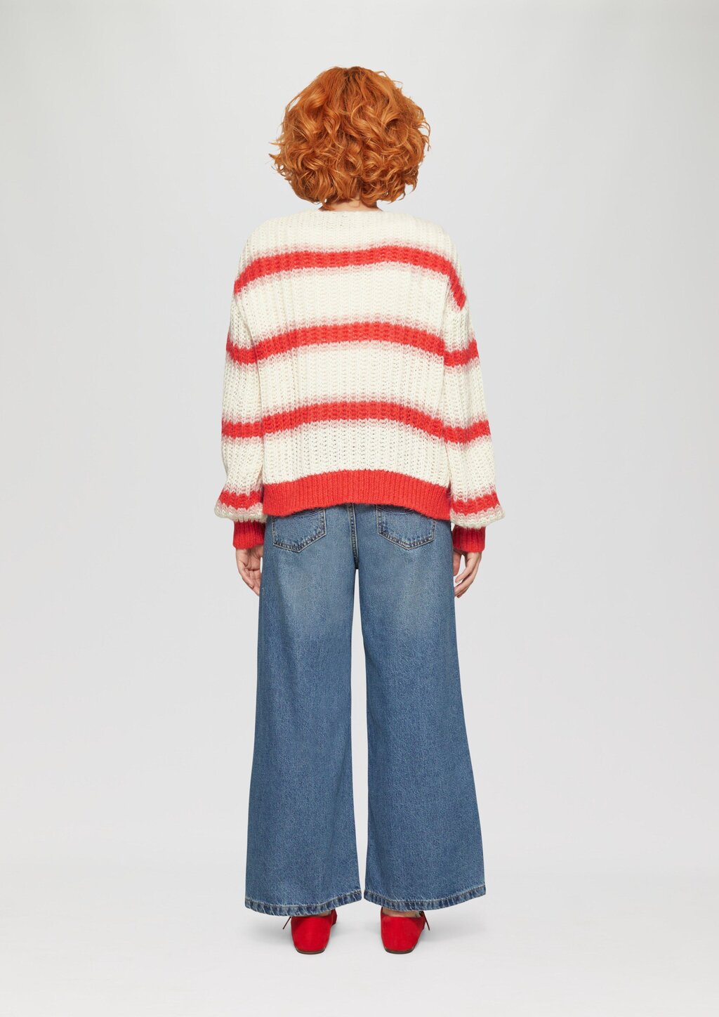 Offene Strickjacke mit Blockstreifen