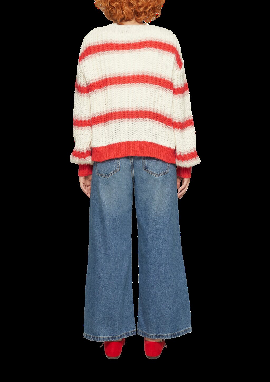 Offene Strickjacke mit Blockstreifen