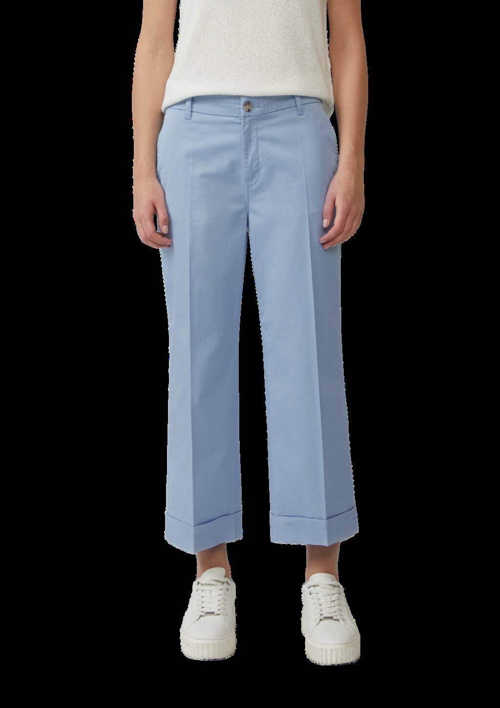 High-Rise-Culotte aus Baumwollstretch mit Bügelfalten