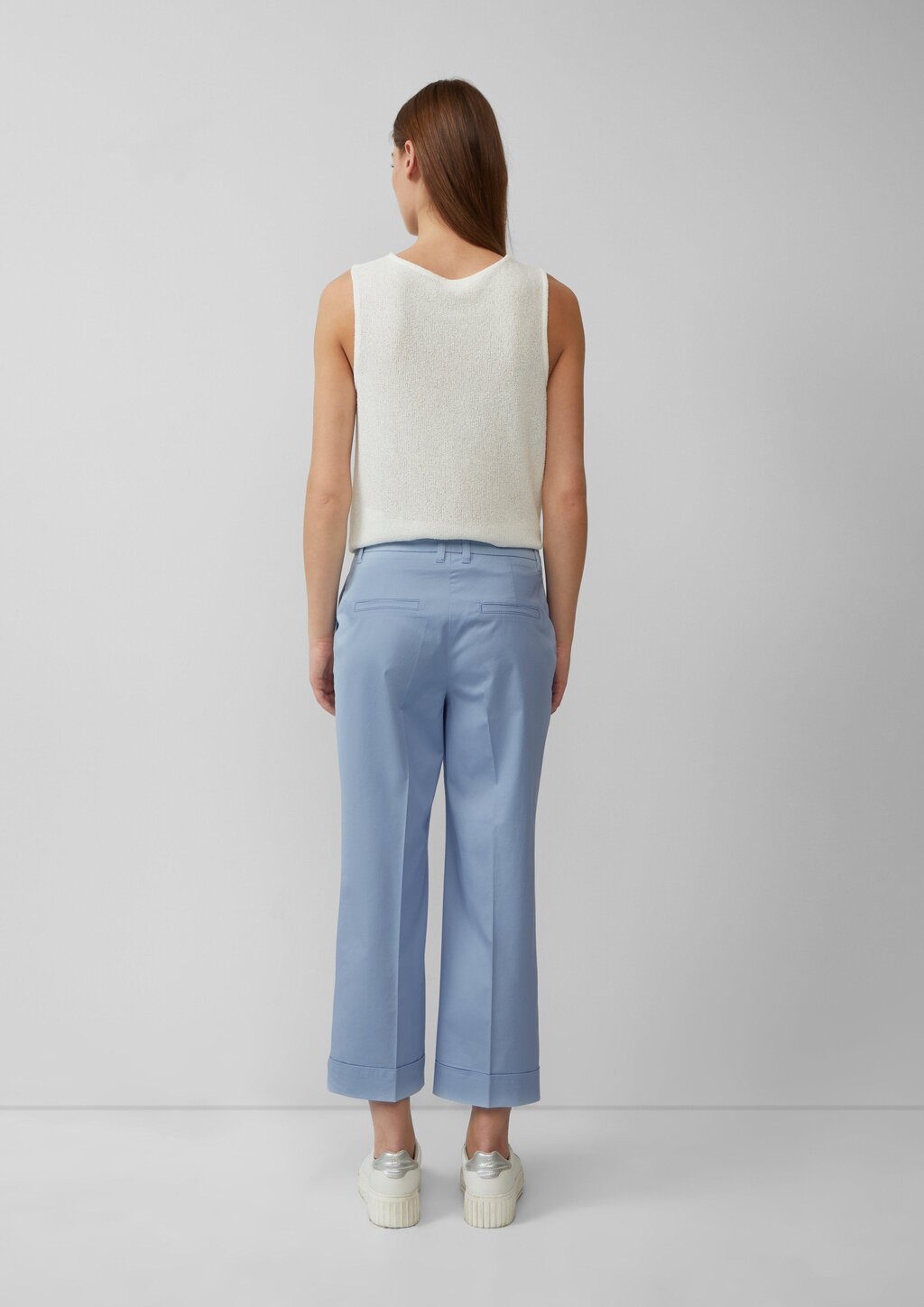 High-Rise-Culotte aus Baumwollstretch mit Bügelfalten