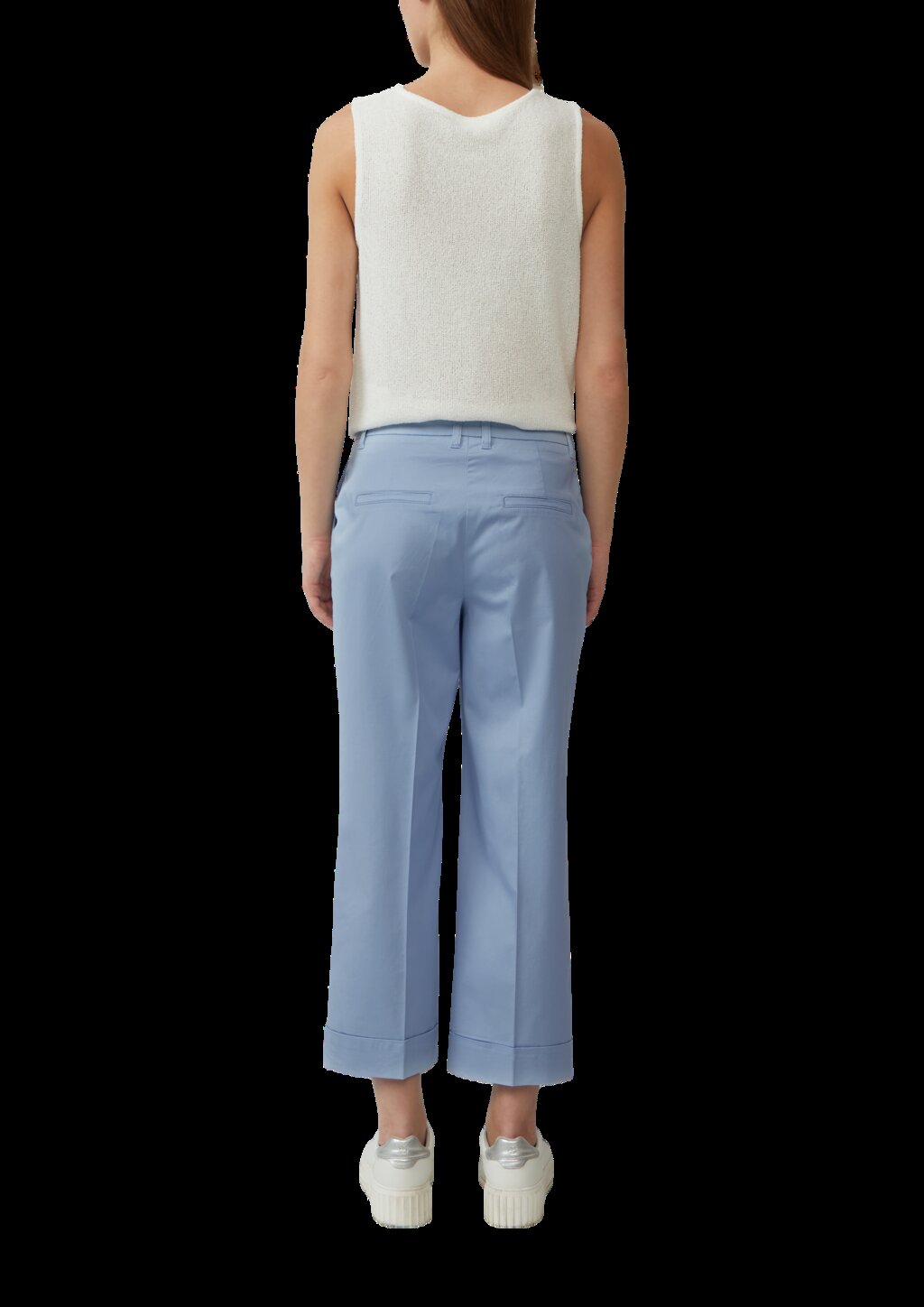 High-Rise-Culotte aus Baumwollstretch mit Bügelfalten