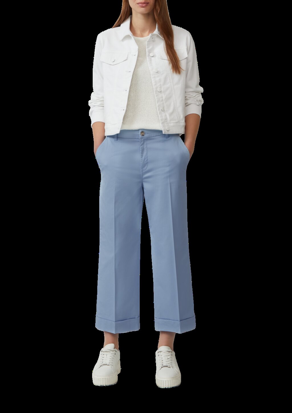 High-Rise-Culotte aus Baumwollstretch mit Bügelfalten