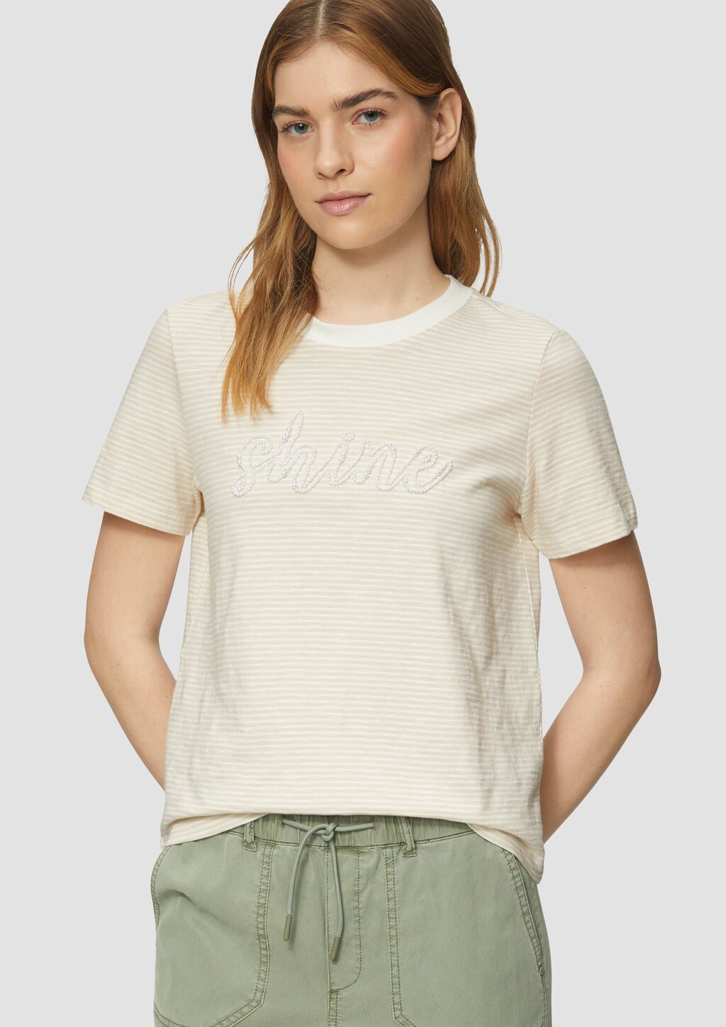 Streifenshirt mit Schmuckperlen