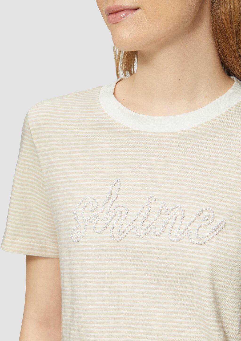 Streifenshirt mit Schmuckperlen