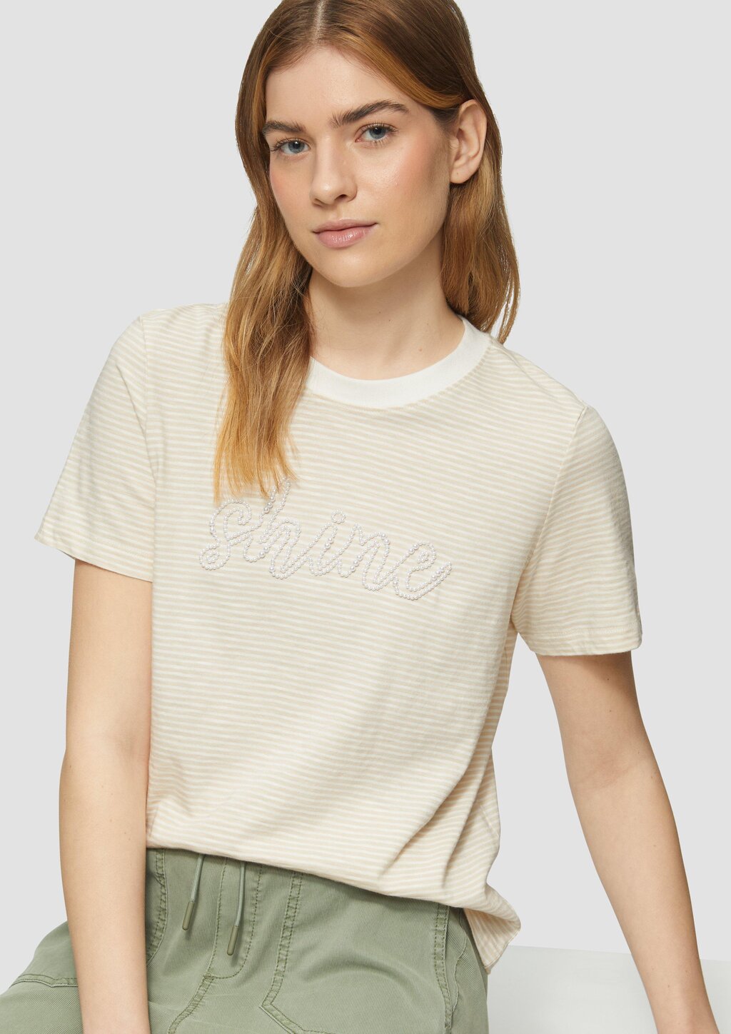 Streifenshirt mit Schmuckperlen