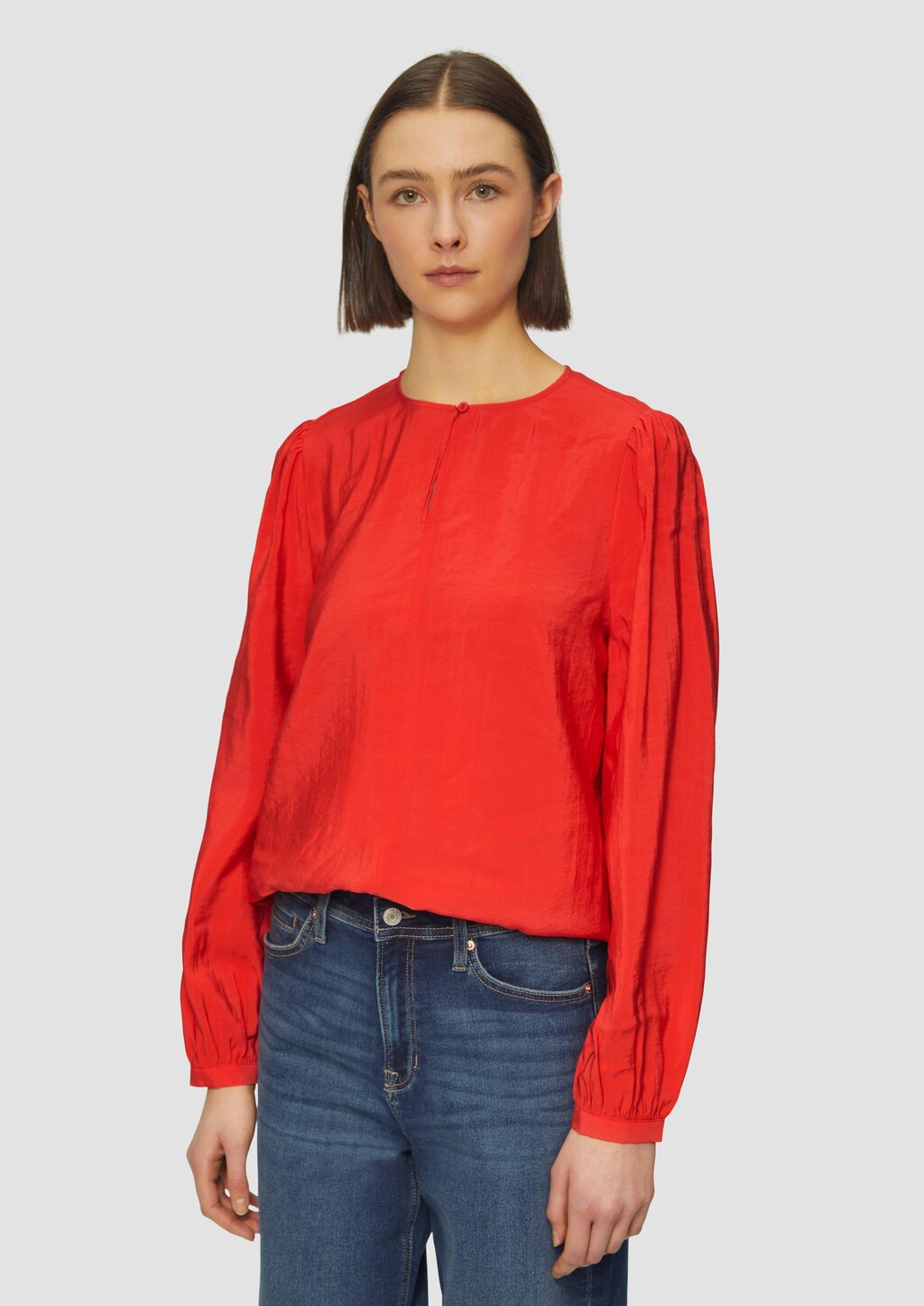 Bluse mit Puffärmeln im O-Shape