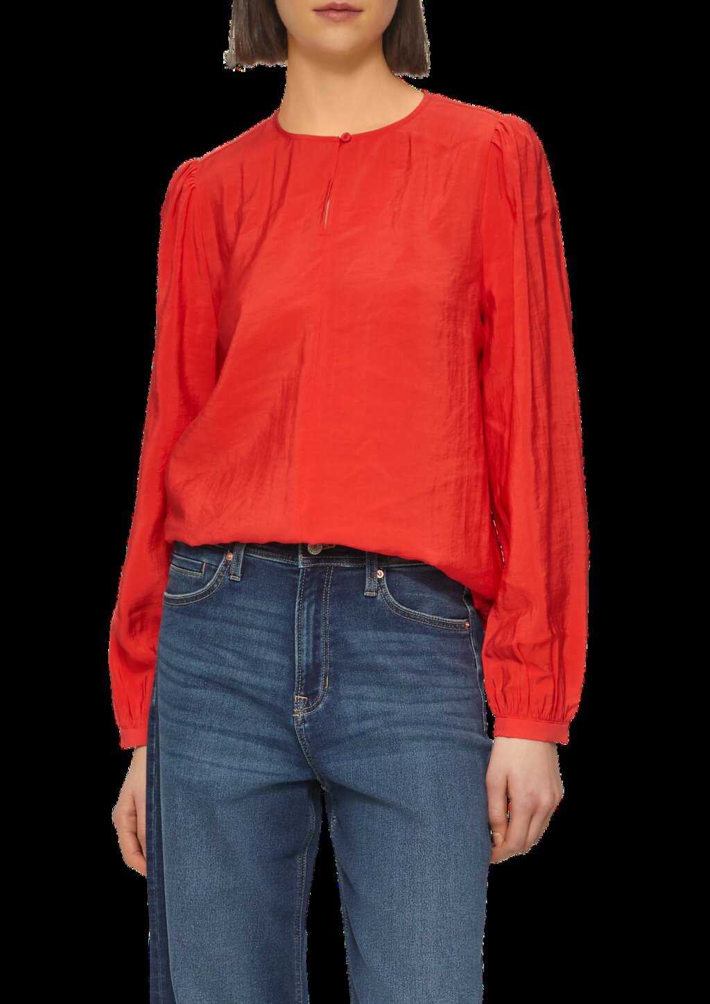 Bluse mit Puffärmeln im O-Shape