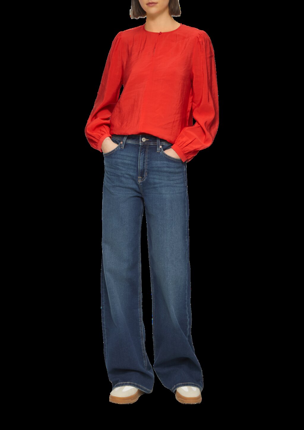 Bluse mit Puffärmeln im O-Shape